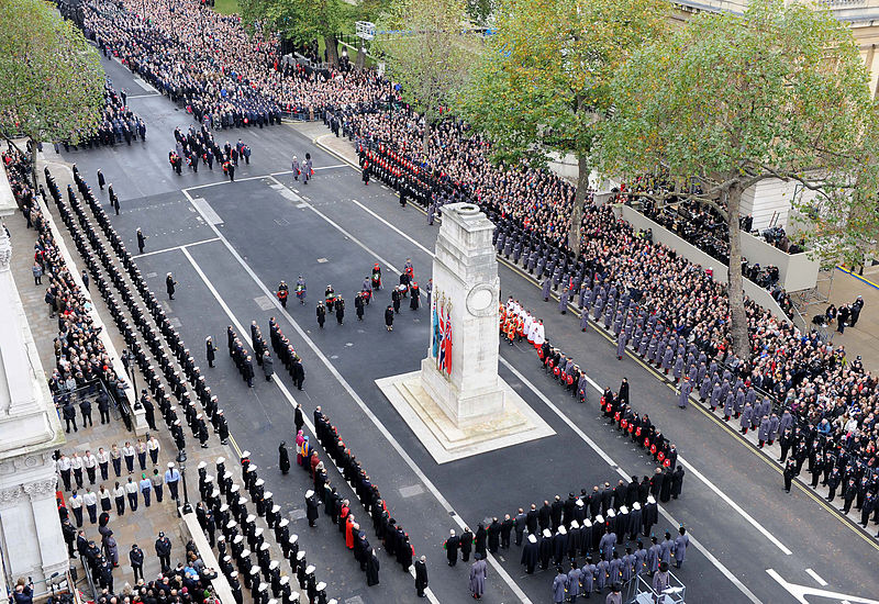 Her_Majesty_the_Queen_Lays_a_Wreath_at_the_Cenotaph_London_During_Remembrance_Sunday_Service_MOD_45152054-1