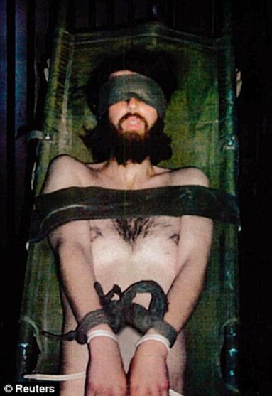 A Taliban insurgent in US custody in Afghanistan.