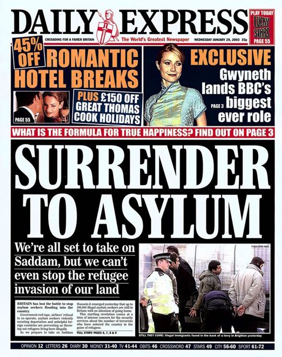Daily Express cover from ten years ago.