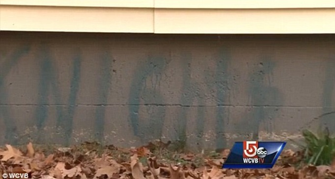 Officials believe this racist graffiti to have been scrawled on the house by the boys own mother