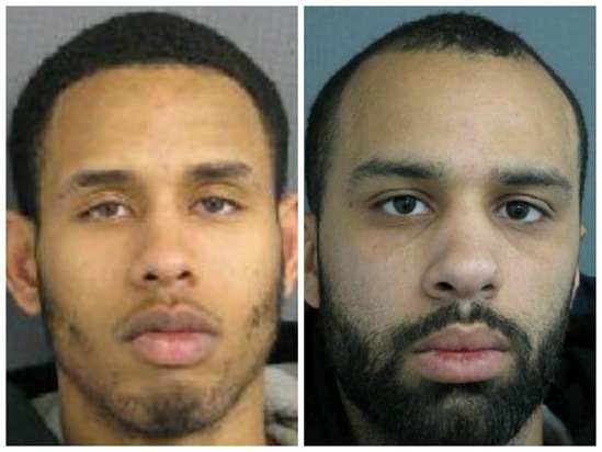 Jaheem Snype, left, and Frankie Gonzalez were arrested Wednesday night in connection with the alleged assault on former Northampton Police Officer Brett T. Morgan.