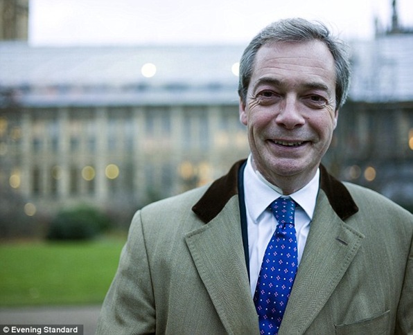 Nigel Farage grins at the news that UKIP's membership has gone from 19,500 up to 32,500 in the last year.