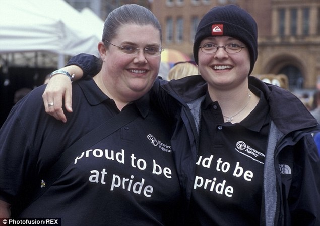 Environment Agency staff posing in Manchester in 2009 at the city's Gay Pride march