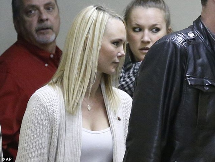 Heartbroken Sarah Harper, the girlfriend that Christopher Lane  was visiting at the time of his death, was also seen at the Duncan, Oklahoma courthouse on Tuesday