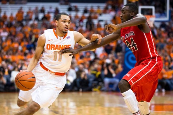 Last year, Anthony White -- who was arrested -- is seen defending Syracuse's Tyler Ennis during a game.