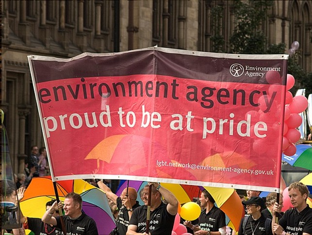 Manchester's 2009 Gay Pride march, when Environment Agency staff displayed banners and T-shirts