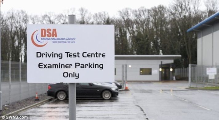 Martin Olujosun, 22, took his driving test at the Gillingham Driving Test Centre, but when he had failed, he took it out on staff