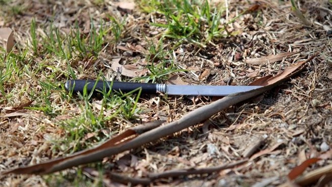 One of two knives found in the grounds of Cranbourne Park primary school near where Ben Phillips was stabbed.