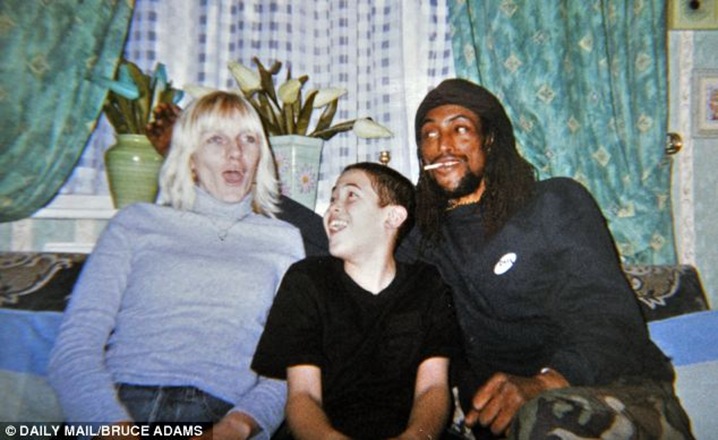 Rachel Dilley with her ex-partner Devon and son Desmond, aged 13, in 1998. She says some people still think you can catch HIV by sharing cups or towels.