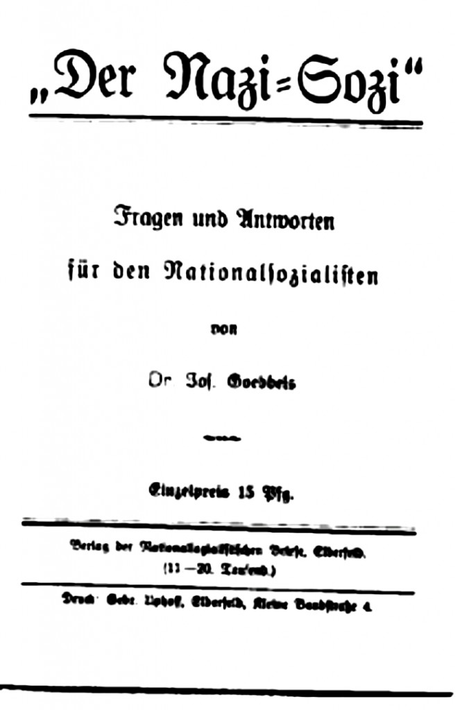 Cover page of "Der Nazi-Sozi" by Dr. Goebbels.