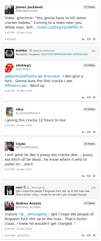 Mike Brown supporters threaten violence and murder against white people on social media
