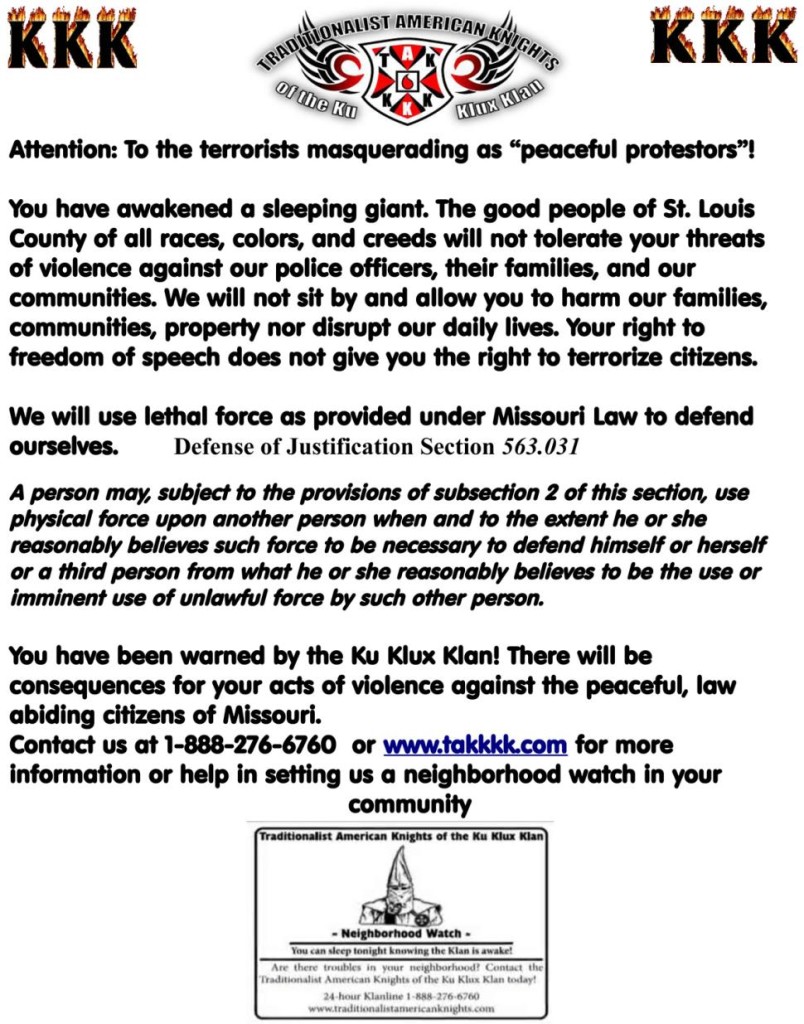 The original notice from the KKK.