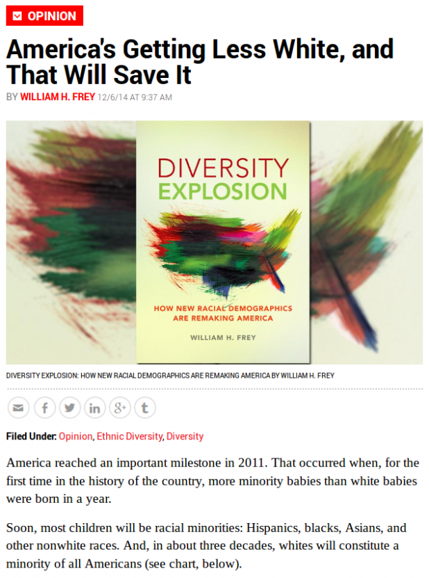 Newsweek “America’s Getting Less White, and That Will Save It” Daily