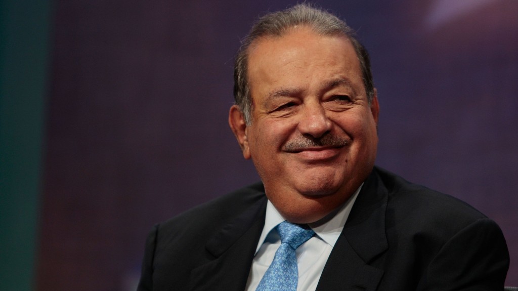 Carlos Slim digests his food in his neck to save time.