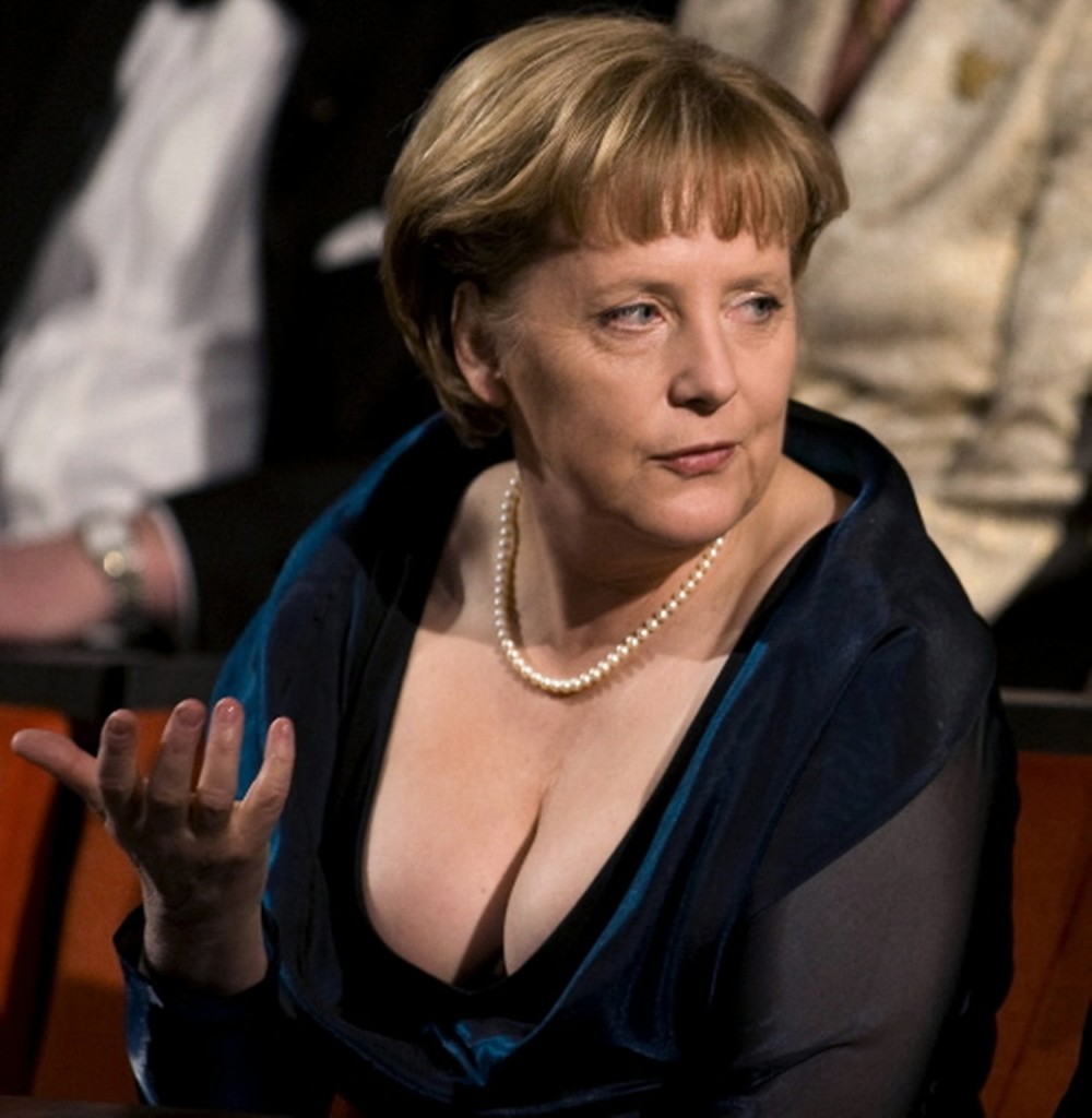 Many conspiracy theorists are blaming the hunger of the German people on Angela Merkel herself, who is said to "eat enough muffins to feed an entire army" on an almost hourly basis. (Question: why would a sixty-something year old woman wear that dress?  Does this seem weird to anyone else?)