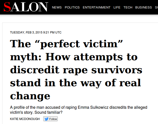 Yes, Salon, it does sound incredibly familiar.  A woman falsely accuses a White man of rape - why have I heard this story so many times?