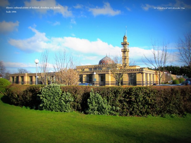 Changing Ireland! The Islamic Cultural Center of Ireland was “funded by the al-Maktoum Foundation of Dubai and has a Sunni orientation. It was officially opened in 1996 by President Mary Robinson and Sheikh Hamdan Al Maktoum.” 