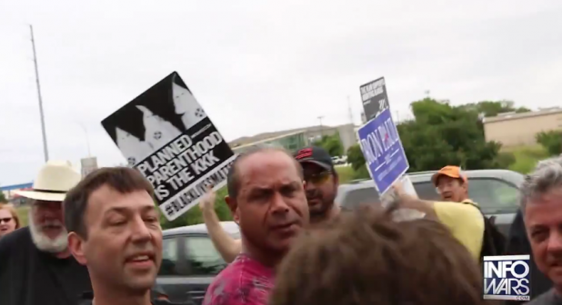 Yeah, that sign was produced by Jones.  "Planned Parenthood is the KKK #BlackLivesMatter"