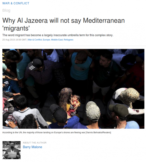 Why Al Jazeera will not say Mediterranean 'migrants' - Al Jazeera English 2015-08-24 17-57-27