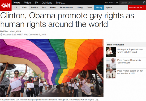 If there's one thing worse than crucifying political protesters, it's banning gay marriage.