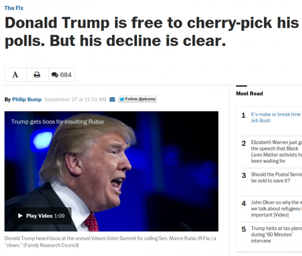 Donald Trump is free to cherry-pick his polls. But his decline is clear. - The Washington Post 2015-09-28 22-50-51