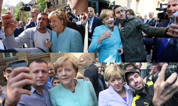 Much time for economic migrants, no time for German voters — the infamous Merkel-migrant selfies speaking volumes about the treachery of cuckservatives against their own people