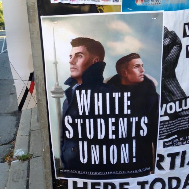 Flyer calling for a White Students' Union, posted on three Toronto campuses