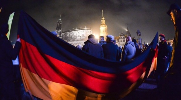 Patriotic Germans protest against Merkel.