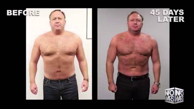 To his credit, upon entering the singles scene, Alex Jones spent 45 days getting a tan and also stopped shaving his chest.