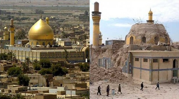 Iraq: on the right side you can see the state the country was in before the invasion, and on the left you can see what happened when democracy showed up.