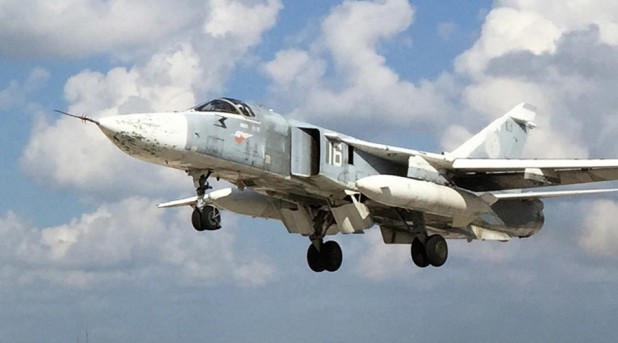 A Russian Su-24 front-line bomber jet.