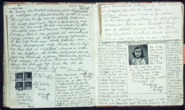 The difference between Otto Frank’s adult writing, and Anne Frank’s juvenile handwriting, is obvious from this “original” diary page. Note the inscription top left, in Otto Frank’s handwriting, signed as “Anne Frank.”