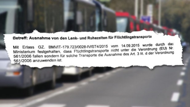 The Austrian Interior Ministry decree removing all restrictions on driving times and rest periods—for the nonwhite invader-carrying buses only.