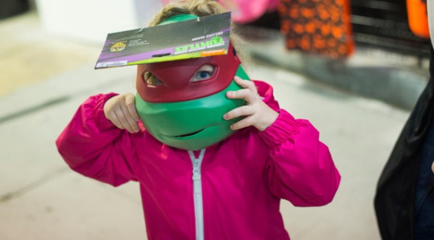 3-year old girl would rather have a Rapunzel wig than this Ninja Turtle mask.