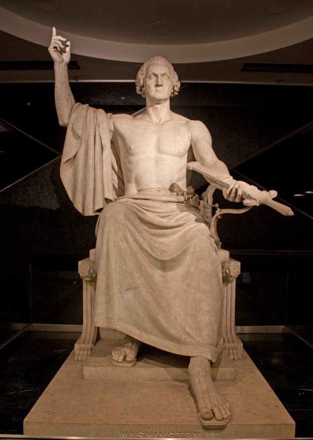 The Horatio Greenough statue of George Washington is based on Phidias' great statue of Zeus Olympios. It even has a Latin inscription.