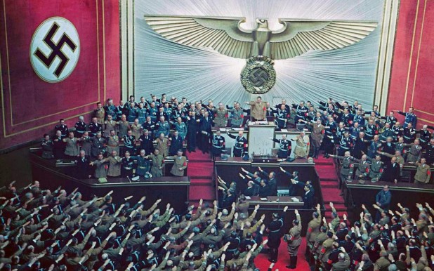 Ovation for Hitler in the Reichstag after announcing the successful Anschluss, March 1938 2