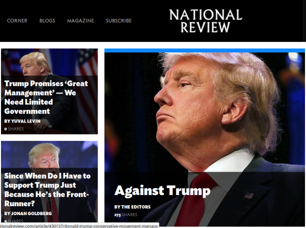 Presently, NRO only publishes articles attacking Trump. They do not publish articles on other subjects.