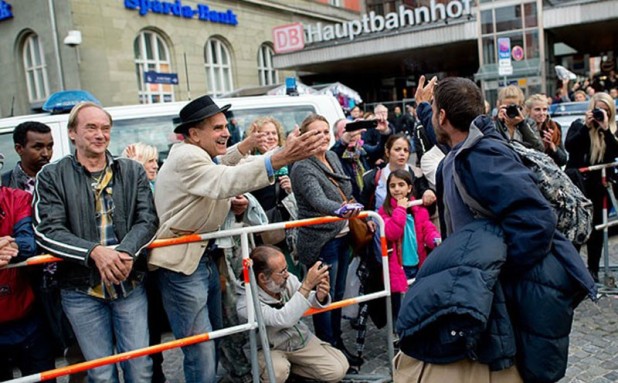 Above: earlier in 2015, deluded German liberals welcomed the nonwhite invaders with open arms at Munich Hauptbahnhof. On January 1, 2016, the same station was in lockdown under terrorist threat from these same invaders…