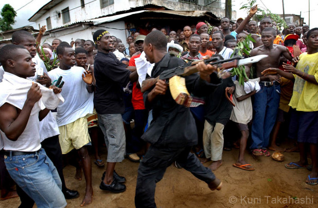 Government forces violentry disperse demonstrators gathering for a peace rally in downtown Monrovia.