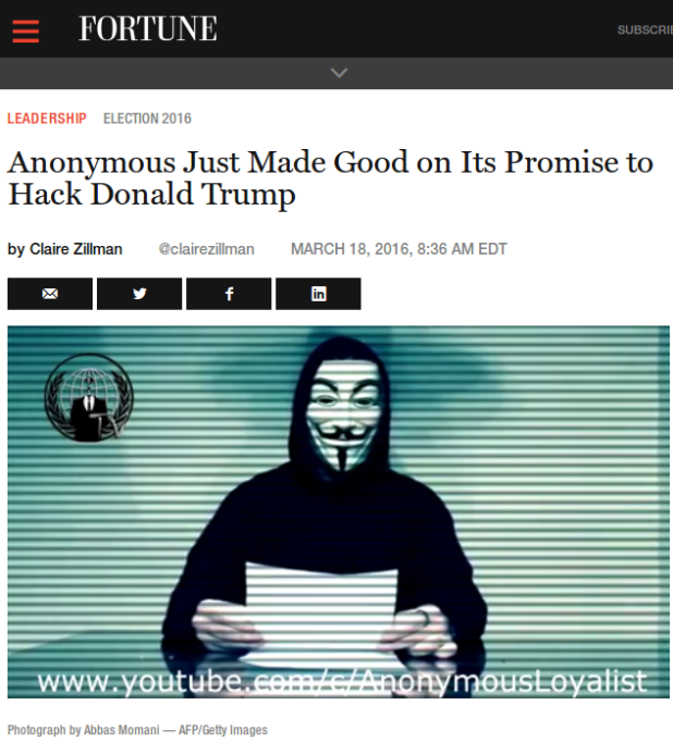 Anonymous Just Made Good on Its Promise to Hack Donald Trump - Fortune