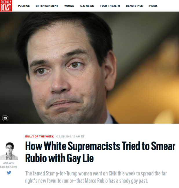 How White Supremacists Tried to Smear Rubio with Gay Lie - The Daily Beast