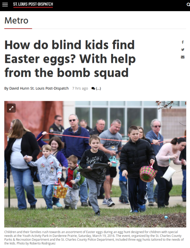 How do blind kids find Easter eggs? With help from the bomb squad