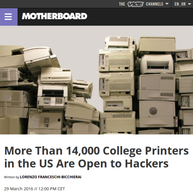 More Than 14,000 College Printers in the US Are Open to Hackers | Motherboard