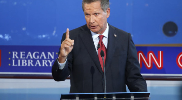 Republican U.S. presidential candidate and Ohio Governor John Kasich makes a point during the second official Republican presidential candidates debate of the 2016 U.S. presidential campaign at the Ronald Reagan Presidential Library in Simi Valley