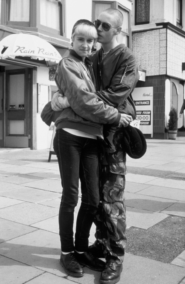 A skinhead couple embracing, Brighton 1983