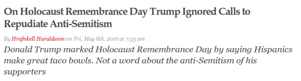 On Holocaust Remembrance Day Trump Ignored Calls to Repudiate Anti-Semitism 20 4