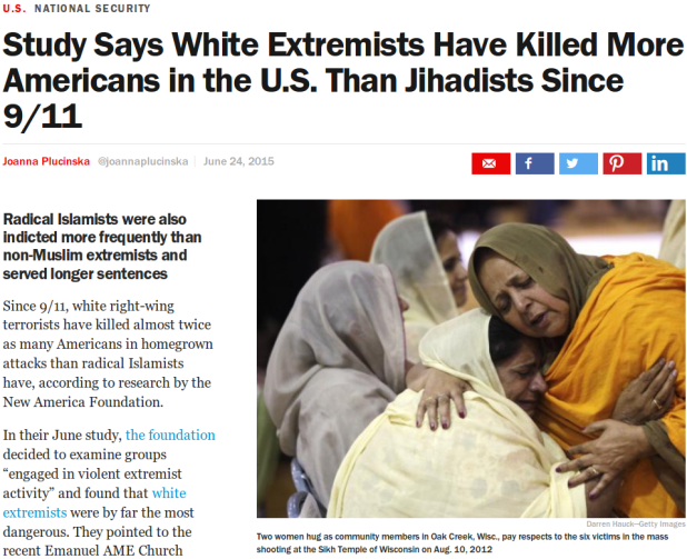 Study: White Extremists More Dangerous Than Islamists Since 9