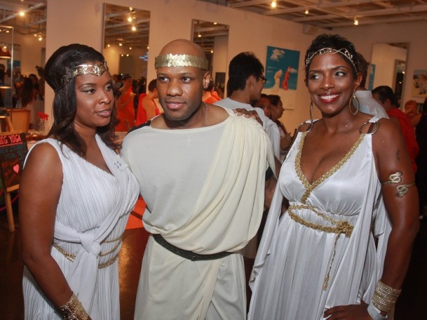 Tracee-Kelly-from-left-Gabriel-Griffin-and-Xiomar-Rogers-at-toga-party-at-Craft-Salon-benefiting-Bering-Omega_070805