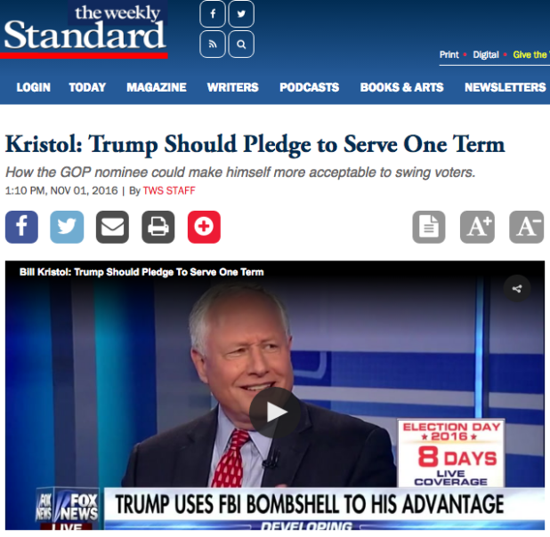 Kristol Trump One Term