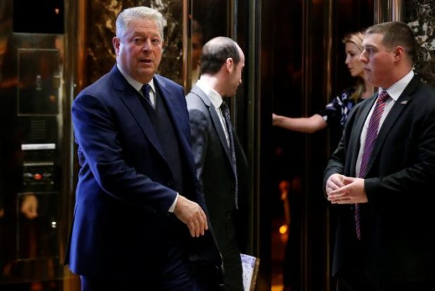 Nobel Peace Prize laureate and former U.S. Vice President Al Gore exits after a meeting with U.S. President-elect Donald Trump at Trump Tower in Manhattan, New York